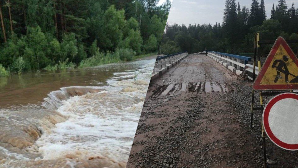 В Красноярском крае из-за сильных дождей затопило дороги