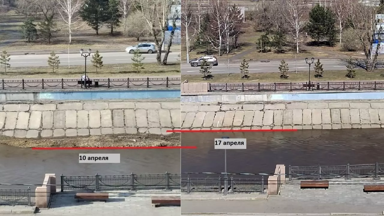 В Красноярске резко поднялся уровень воды в Каче