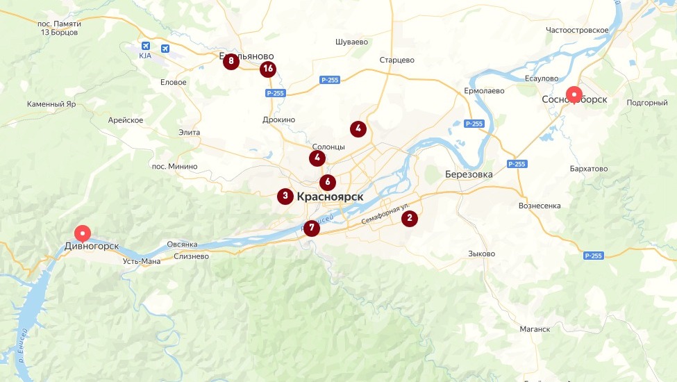 Карта проблемных жилых зданий в Красноярском крае