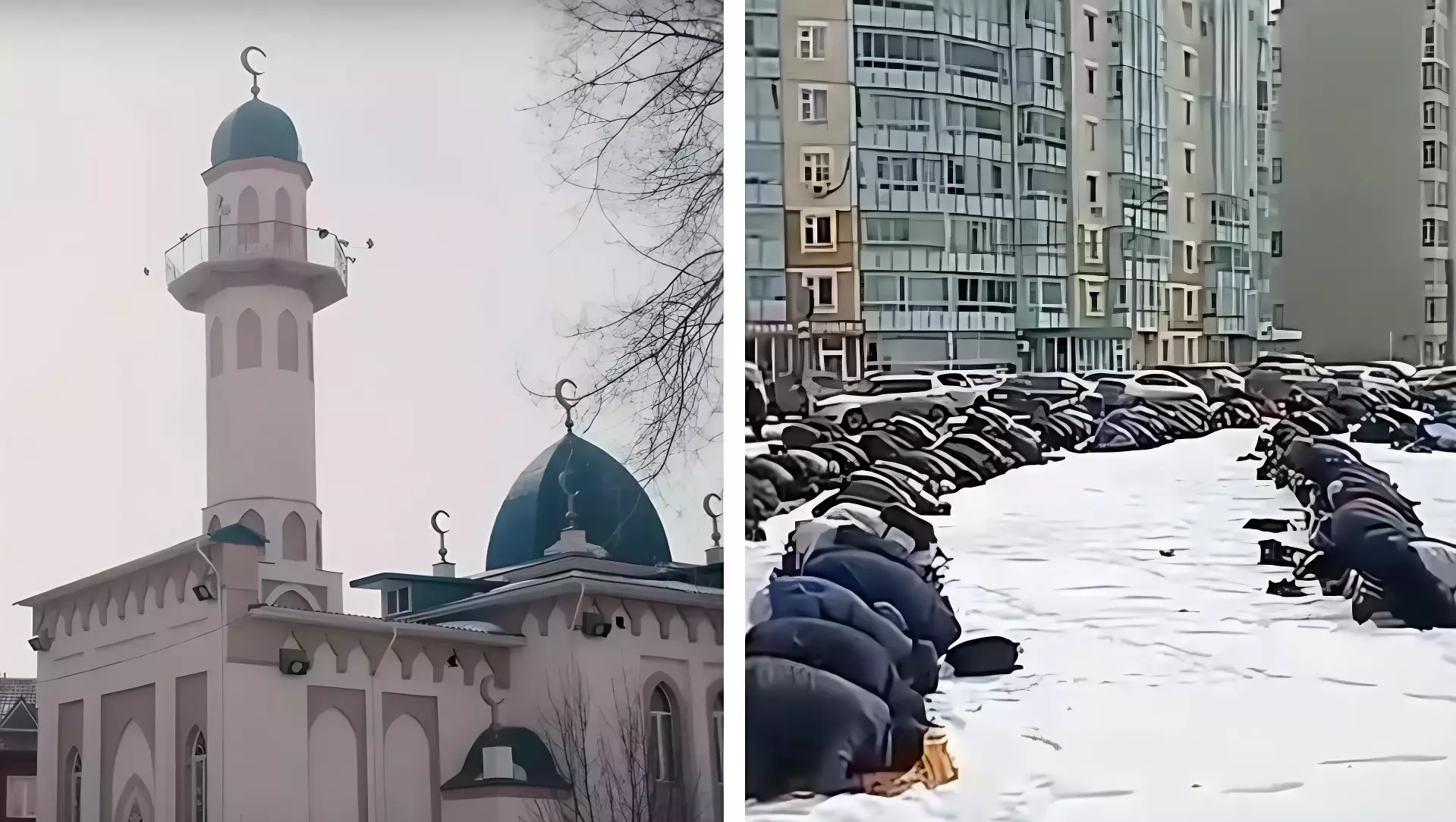 Красноярские мусульмане показали толпы верующих во время намаза у единственной мечети